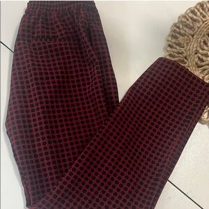 Zara Red and Black Polka Dot Straight Leg Pants
